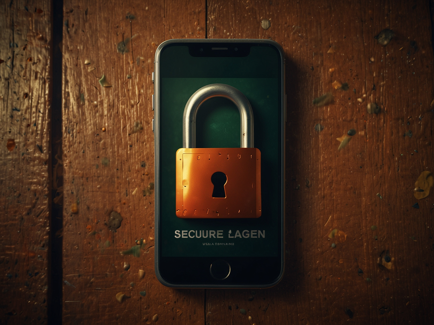 Secure login illustration with lock and mobile device